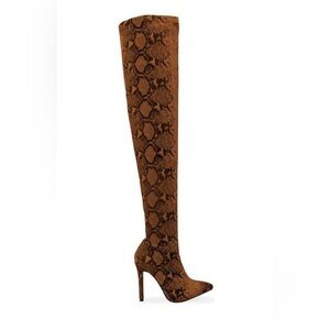 Elegant Over-the-Knee Snakeskin Boots New Without Tags